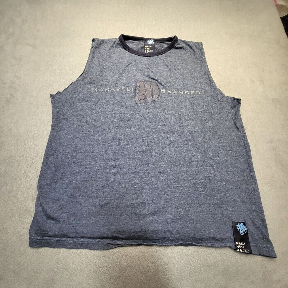 Makaveli Brand Shirt Mens Shirt 2XL Blue Tank Top Tupac 2Pac Rapper Rap